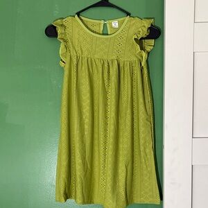 SHEIN Lime Green Eyelet Kids Dress